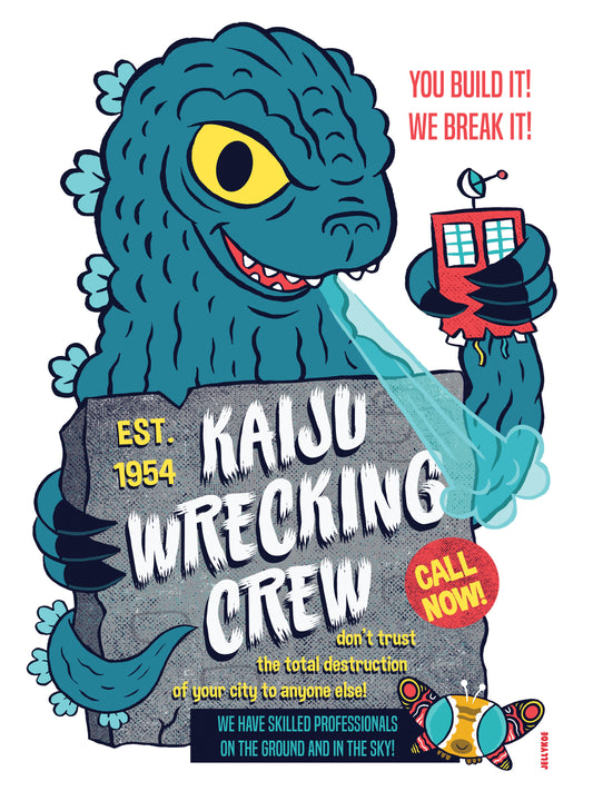 "Kaiju Wrecking Crew" 12 x 16 poster print