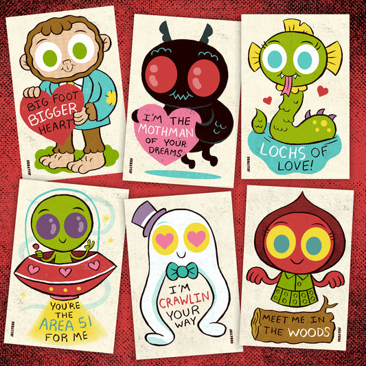 Cryptid Love - Series 1- Set of 6 Valentines